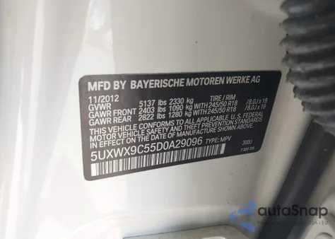 2013 BMW X3 xDrive28I z USA, uszkodzony, nr VIN 5UXWX9C55D0A29096